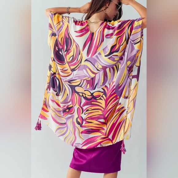 #437 🛑OS BOHO OPEN FRONT Paradise Kimono Cardigan - Picture 2 of 6